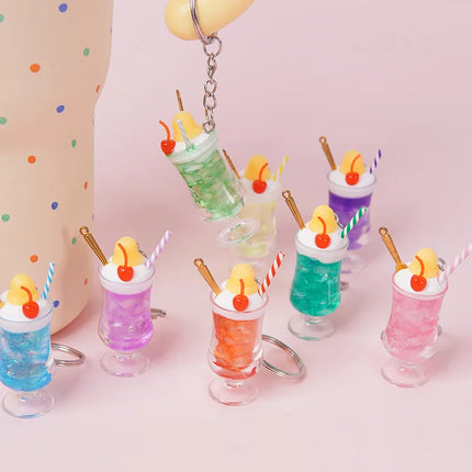 New Simulation Ice Cream Cup Model Key Chain Pendant Cute Ice Dream Cup Pendant Key Ring Party Gift Jewelry