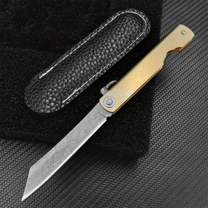Higonokami Japanese Mini Pocket Folding Knife VG10 Damascus Steel Family Standing Durable Sashimi High Hardness Barbecue Tools