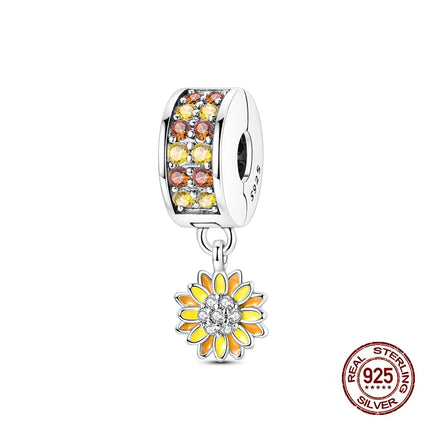 Autumn New 925 Sterling Silver Brown Maple Leaf Pumpkin Bee Charms Bead Fit 3mm 925 Original Bracelets DIY Jewelry Warm Gift