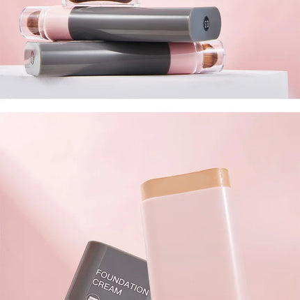 Concealing Foundation Stick 5 Shades With Built-In Brush,  Brighten Lightweight and Waterproof Formula Face Contour Stick Makeup