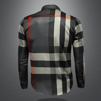 Fashionable Long Sleeve Slim Fit Men's Shirt Trendy Korean Style Checkered Casual Shirt for Spring And Autumn in Mainland China