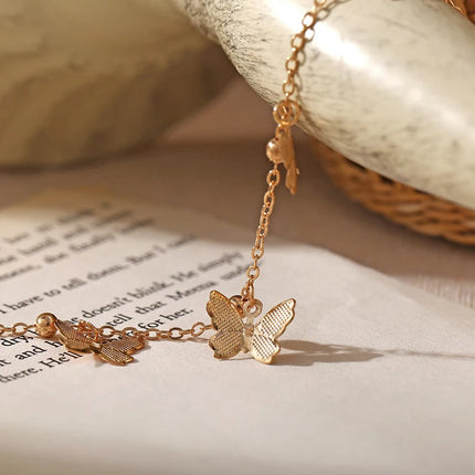 Gold Silver Color Butterfly Fashion Anklets For Women Summer Beach Ankle Bracelet Foot Chain Jewelry Retro Simple