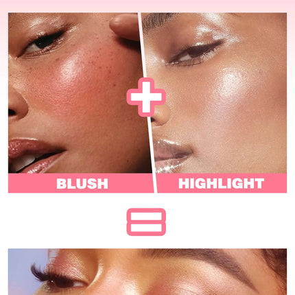 2 In 1 Dream Blush Highlighter Palette Natural Glow Face Contour Long Lasting Luminous Finish Healthy Radiance Duo