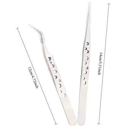 Industrial Tweezers Precision Anti-static Magnetic Soldering Stainless Steel Curved Tip Tweezers CPU IC Repair Clips Hand Tool