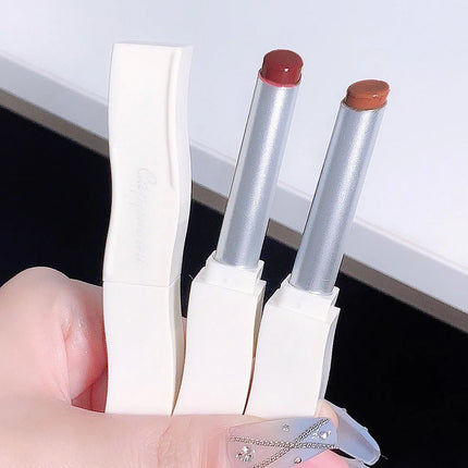 Cappuvini Red Lip Tint Black White Tube Lipstick Light Watery Lip Glaze Soft Mist Lip Gloss Moisture Lipstick 1pcs Mirror Watery