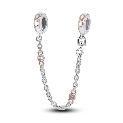 Sparkling Clear Silver Safety Chain 925 Sterling Silver Safety Chain Charm Beads Fit Original Bangle Bracelet DIY Jewelry