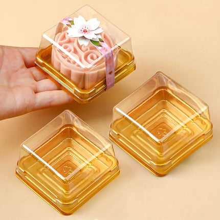 50pcs Clear Plastic Mini Cake Box Set  Baking and Kitchen Tools, ldeal for Camping, Dining, Restaurants and Bakeries