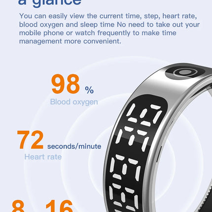 New Smart Ring with Screen 5ATM Waterproof Diving Swim Heart Rate Blood Oxygen Sleep Monitor Multi Sport Mode Gesture Control
