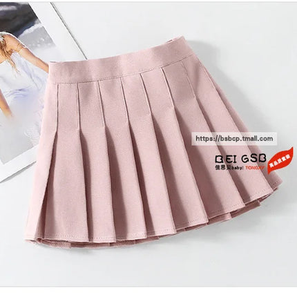 1pcs Spring Summer Girls Pleated Skirt Students Elastic A-line Skirt Kids College Style jk Skirts Childrens Fashion Short Skirts
