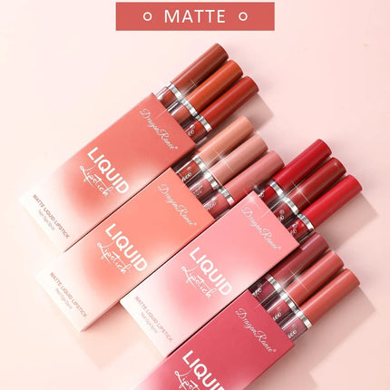 3Pcs/box Liquid Lipstick Set Matte Velvet Lip Gloss Set  Waterproof Liquid Lipstick Lip Non Stick Cup Lip Gloss Makeup