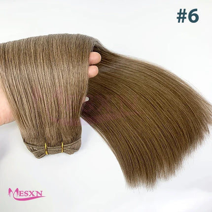 MESXN Human Hair Weft  European Remy Natural Human Hair Extensions Straight 14"-26" Can Curly Hair Weaves Blonde For Salon