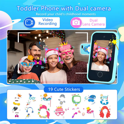 32GB Kids Smart Phone 2.8'' IPS Mini Toy Phone Music Player  28 Games Alarm Clock Flashlight Dual Camera Educational Funny Toys
