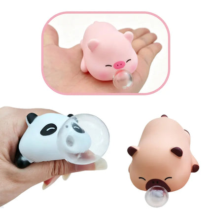 Cute Animal Bubble Squeeze Toys, Panda & Pig Slow Rebound Squishies Office Gags and Stress Relief Viral Desk Gadgets for Pranks