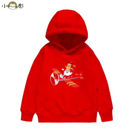 Christmas Reindeer Bear Santa Claus Children Hooded Sweatshirt Boy Girl Autumn Winter Daily Outdoor Casual Loose Warm Sportswear
