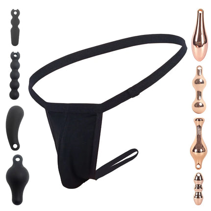 YWZAO Adult Plug Sexy Ass Gay Dildo Men's Fisting Lingerie Underwear Anus Thongs Anal Briefs Toys Panties Wide Brim Black N05