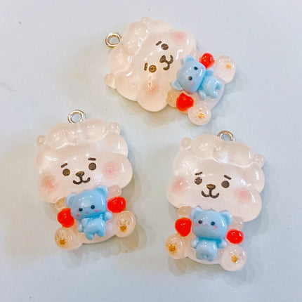 10pcs Kawaii  Koala Heart Resin Cute Charms For Jewelry Making Earrings Necklace Keychain Diy Handmade Accessories