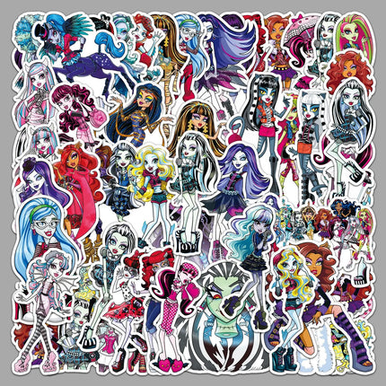 50pcs Monster High Stickers PVC Waterproof DIY Motorcycle Phone Laptop Skateboard Bike Cartoon Decal Toys