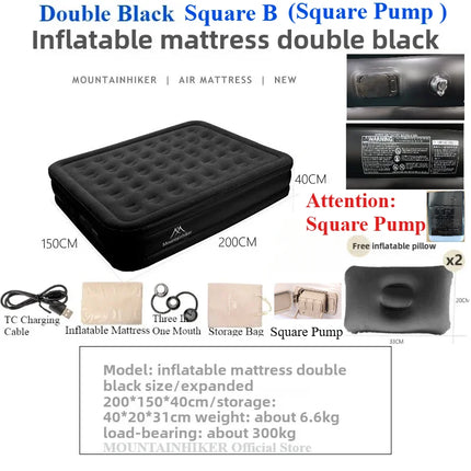 MOUNTAINHIKER 2025 Interior Air Mattress Glamping Mats PVC Inflatable Sleeping Mattress 1/3 Person Camping Bed Mat Built-in Pump