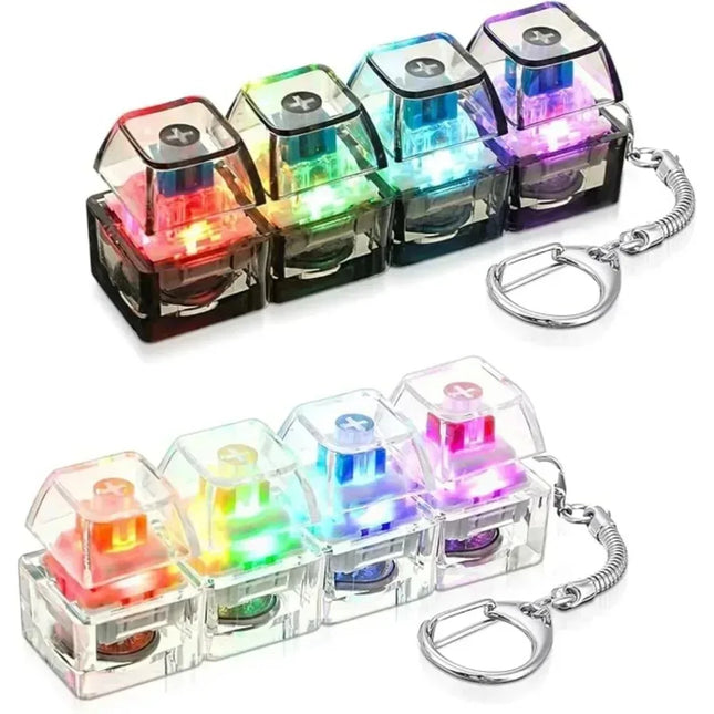 `Clickable Keyboard Keychain LED Light - Stress Anxiety Relief Fidget Toy, Portable Desktop Accessory for Office Decoration Gift