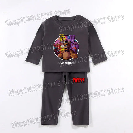 FNAF Pajamas Pants Set Children Thermal Underwear Suit Anime Five Nights at Freddy's Cool Clothing Suits Boys Girls Loungewear Gift