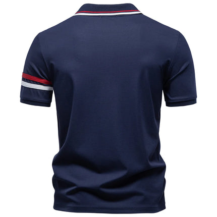 AIOPESON Men's Lightweight Breathable Polo Shirt Half Zipper Collar Solid Color Casual Summer Fashion Top