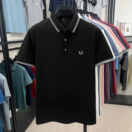 100% Pure Cotton High-End Brand Summer Designer Original Exquisite Embroidered Polo Shirt Men's Comfortable Casual Short Sleeve