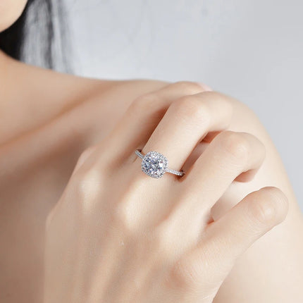 Luxury Women's S925 Silver Rings Fashion Adjustable Size 0.5ct(5mm) GRA Moissanite Ring For Women Jewelry Gift With Boxed
