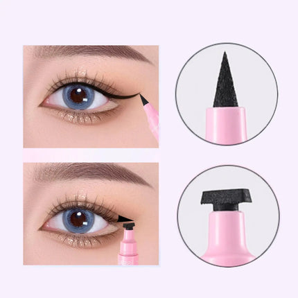 1PC 2 in 1 Eyeliner Stamp Pencil Waterproof Double-ended Black Liquid Eye Liner Pen Quick Dry Triangle Seal Eye Liner Make Up