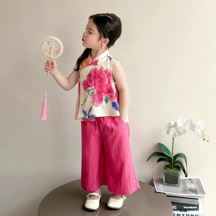 Thin Comfortable Summer Girl Sets Ethnic Style Children Clothing Kids Clothes Dance Wear Performance Costume Chinese Style Hanfu