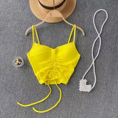 Strapless Western Style Skinny Tanks Camis for Women Summer Casual Solid Colours Female Corset Crop Tube Tops with Built In Bras
