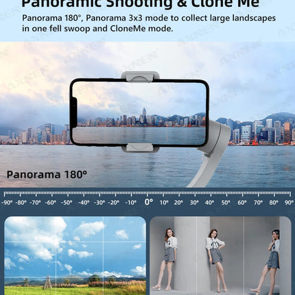 Handheld 3-Axis Gimbal Stabilizer for Smartphone, for iPhone Cellphone Record Video Vlog Phone Anti-Shake with Fill Light