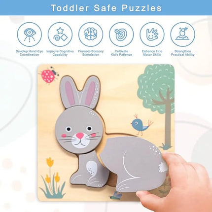 3D Wooden Cartoon Animals Cognitive Puzzles For Kids Children's Wooden Puzzles Toys Colors Shapes Baby Educational Toys Game