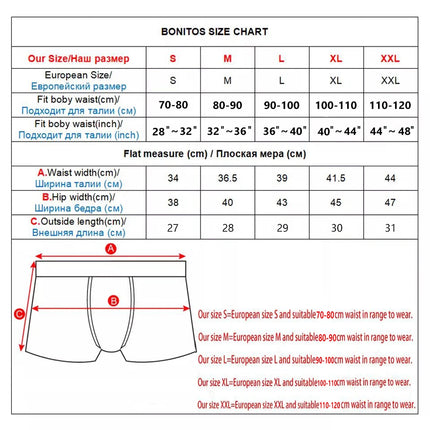 3pcs Print Men's Panties BONITOS Letter Waistband Boxer Briefs Cotton Underwear Mens Boxers Classic Men Underpants