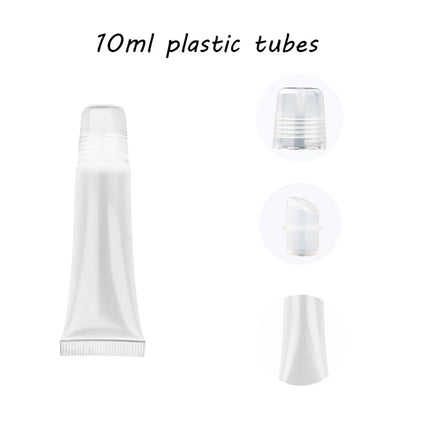 12-200pcs Empty 10ml Transparent Lip Gloss Squeeze Tube Mini Clear Cosmetic Soft Tubes Portable Travel Lip Gloss Containers