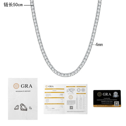 Bulk Hip-Hop Moissanite Tennis Necklace, PT950 Platinum, High-End Aesthetic for Men and Women, Luxury Jewelry