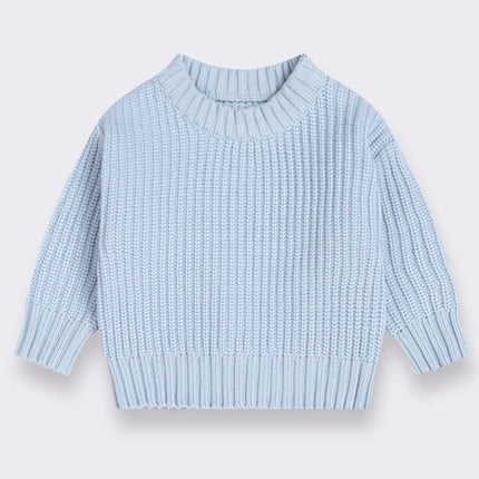 2024 Autumn Newborn Baby Girl Boy Knitted Sweater Long Sleeve Winter Sweater Solid Loose Pullover Casual Tops 3M-6Y Kids Clothes