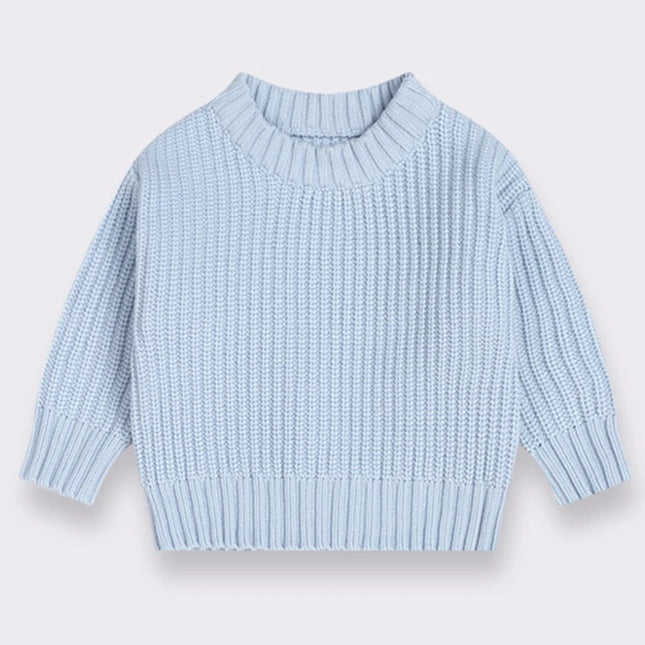 2024 Autumn Newborn Baby Girl Boy Knitted Sweater Long Sleeve Winter Sweater Solid Loose Pullover Casual Tops 3M-6Y Kids Clothes