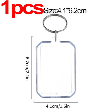1/20Pcs Blank Acrylic Picture Keychain DIY Clear Insert Photo Split Key Ring Frame Key Chains Couple Anniversary Graduation Gift