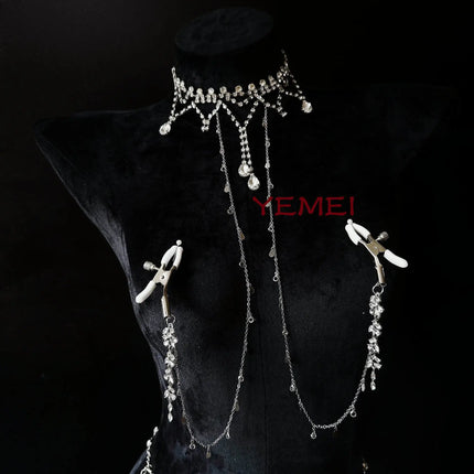 Metal Bondage Nipple Clamps Chain Anal Plug SM Adult Sex Games Breast Stimulate Chest Chain Body Jewelry Accessory Decoration