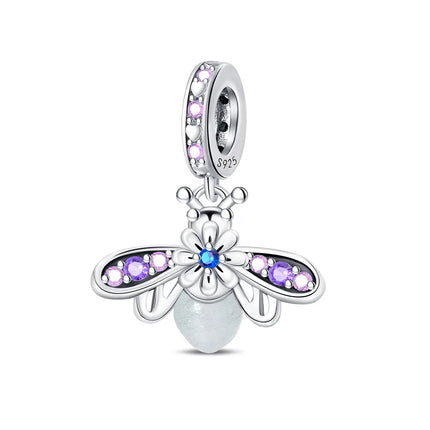 Purple Series 925 Sterling Silver Lily of the Valley Rose Mermaid Witch Hat Charm Fit DIY Bracelet Necklace Charming Gifts