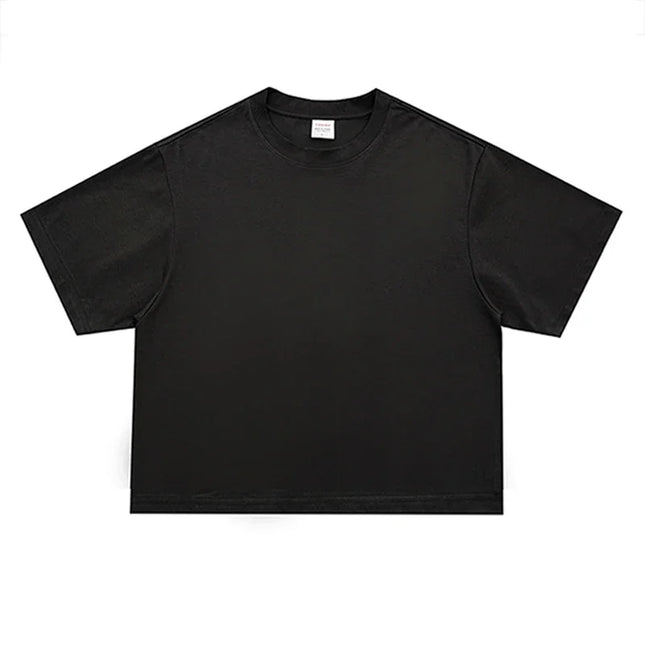 Basic Oversized Boxy Crew Neck T-shirt Mens Heavyweight 240GSM 100% Cotton Half Sleeve T-Shirts Summer Loose Sports Clothing