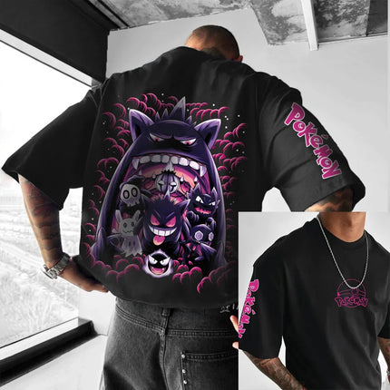 Summer Anime Pokémon Cosplay T-Shirt Cotton Short Sleeve Tops Casual Loose Retro T-Shirt Men Women Family Matching Outfits Tops
