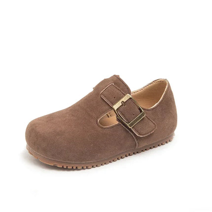 Boys Girls Flat Shoes Retro Non-slip Sweet Kids Moccasins Soft Sole 2024 New Fashion Children Leather Shoes Hook&loop Elegant