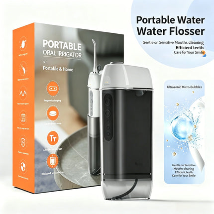 Portable Retractable Water Flosser, Electric Oral Irrigator for Teeth Cleaning, Braces & Tongue Care, Ultrasonic Dental Cleaner