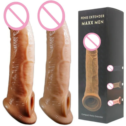 Penis Sleeve Enlarger For Men Dick Extension Sexy Adult Toy For Men Cock Sleeve For Penis Cover Reusable Condom