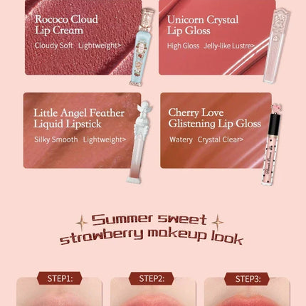 Flower Knows Strawberry Rococo Series Cloud Lip Cream Lip Gloss Long Lasting Velvet Lip Tint Lipstick for Women Cosmetic