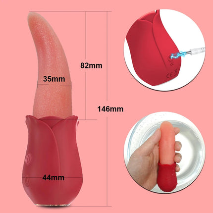 Realistic Red Tongue Licking Vibrator Silicone Thrusters 10 Modes Clitoris G-Dots Vagina Anus Stimulation Couple Happy Sex Toy