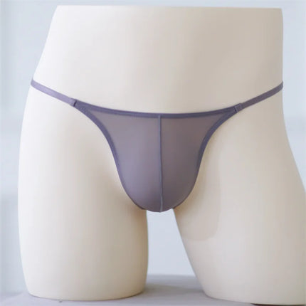 Men Sexy String Seamless Bikini Ice Silk Cool Breathable Panties Pouch Lingerie Briefs Sexy Ultra-Thin Translucent Underwear