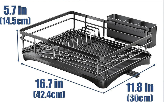 Large Capacity 304 Stainless Steel Dish Drying Rack 360 Degree Rotating with Drain Board Utensil Holder for Kitchen Sink