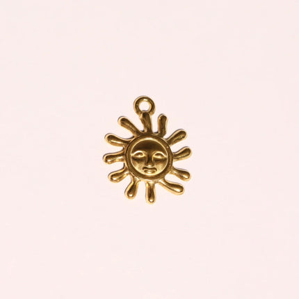 1Pc Stainless Steel Star Sun Moon Series DIY Pendant, Plated with 18K Gold for Color Preserving, Women's Jewelry Gift
